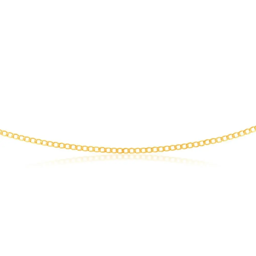 9ct Yellow Gold Superflat Light Curb 65 Gauge 50cm Chain