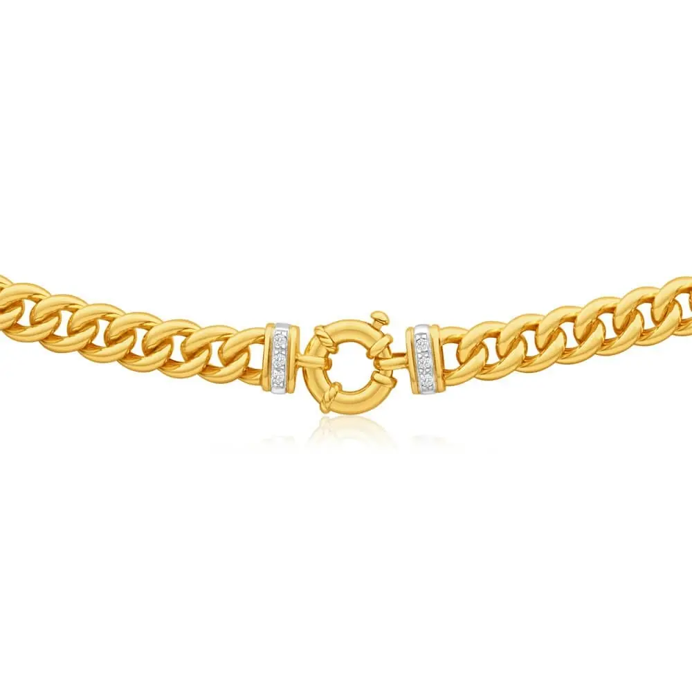 9ct Yellow Gold Silver Filled Cubic Zirconia Curb Chain