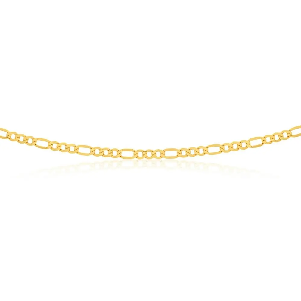 9ct Yellow Gold Silver Filled 55cm Figaro Chain 120 Gauge