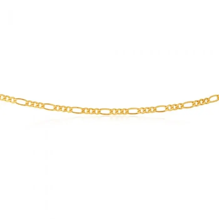 9ct Yellow Gold Copperfilled 55cm Figaro Chain