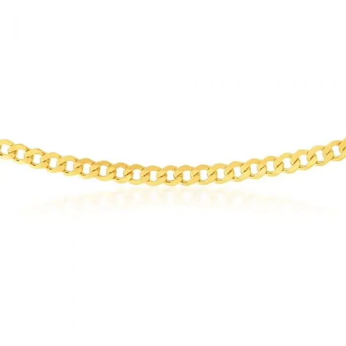 9ct Yellow Gold Silverfilled Super Flat Curb 80 Gauge 45cm Chain