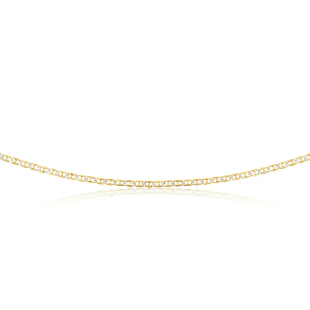 9ct Silverfilled White And Yellow Gold Anchor 45cm Chain