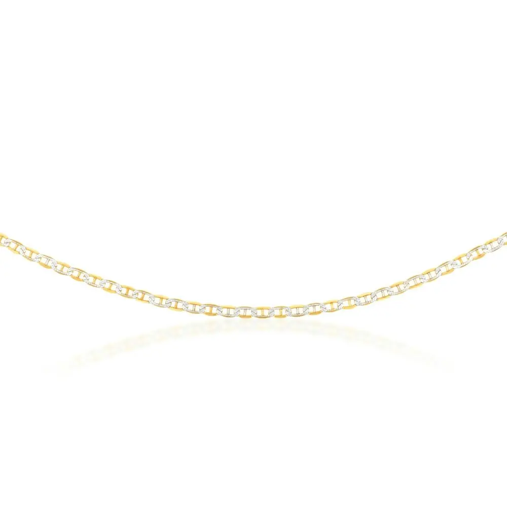 9ct Silverfilled Yellow And White Gold Anchor 50cm Chain