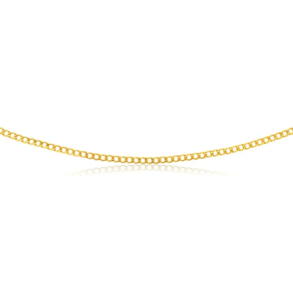 9ct Yellow Gold Silverfilled Bevelled Curb 80 Gauge 60cm Chain