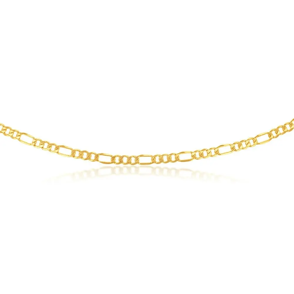 9ct Yellow Gold Silverfilled 115Gauge  1:3 Figaro 55cm Chain