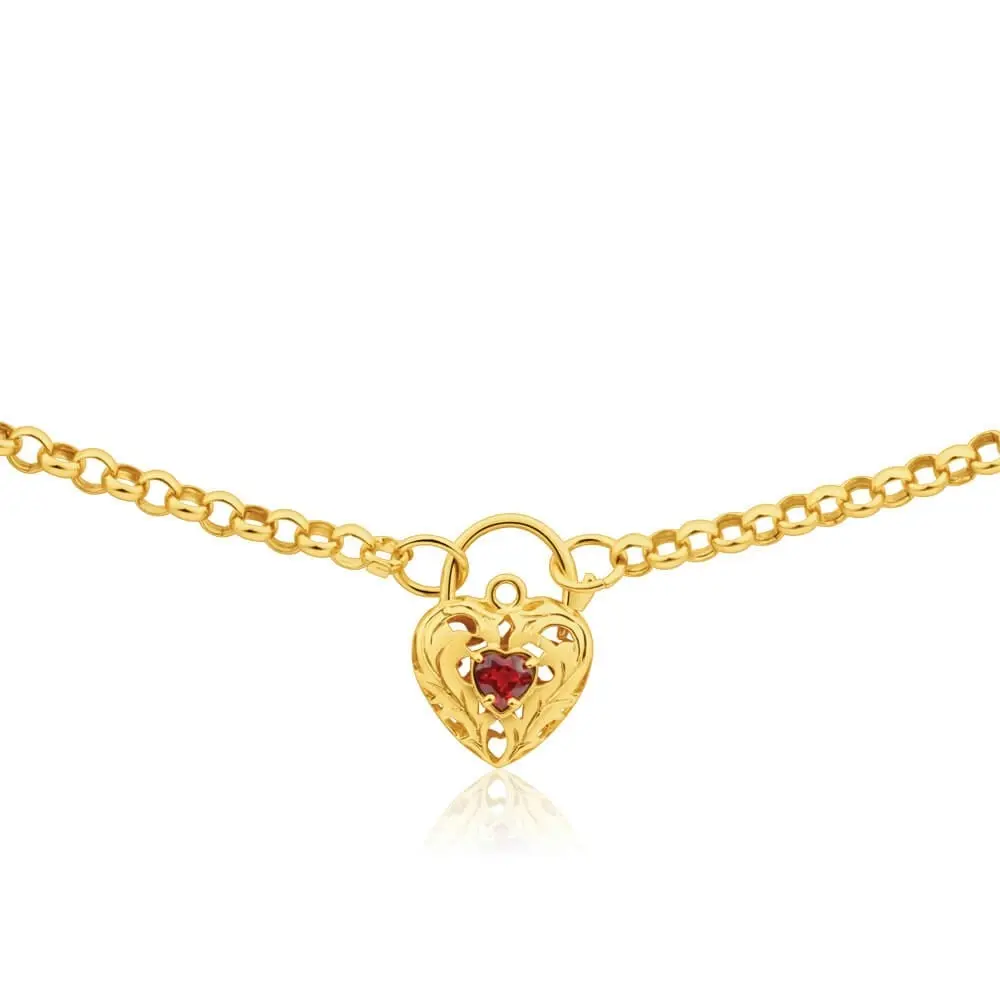 9ct Yellow Gold Silver Filled Garnet Belcher Chain