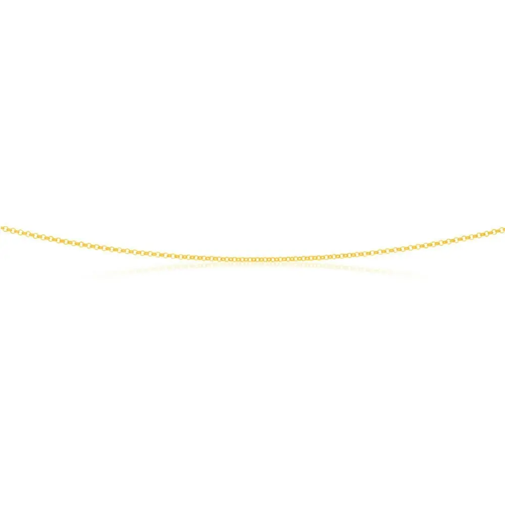 9ct Yellow Solid Gold 1.6mm Belcher Chain 50cm