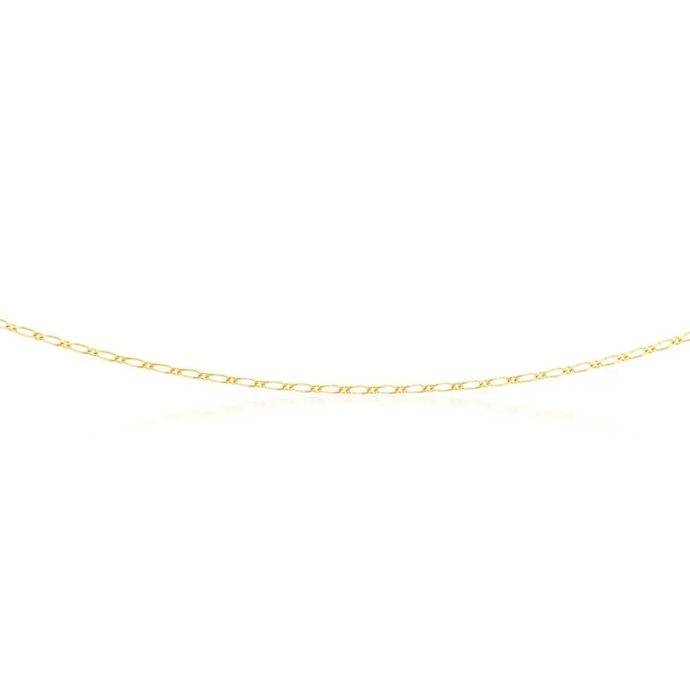 9ct Yellow Gold 40 Gauge 1:1 Figaro 46cm Chain