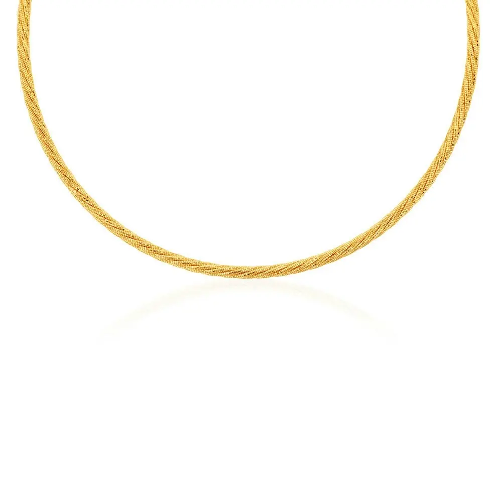 9ct Yellow Gold Sparkling Memory Omega 33+5cm Choker Chain