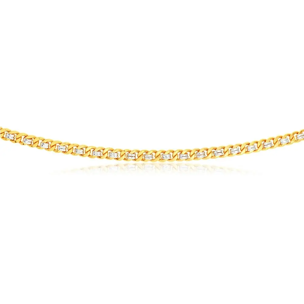 9ct Yellow and White Gold Silver Filled Curb 45cm Chain