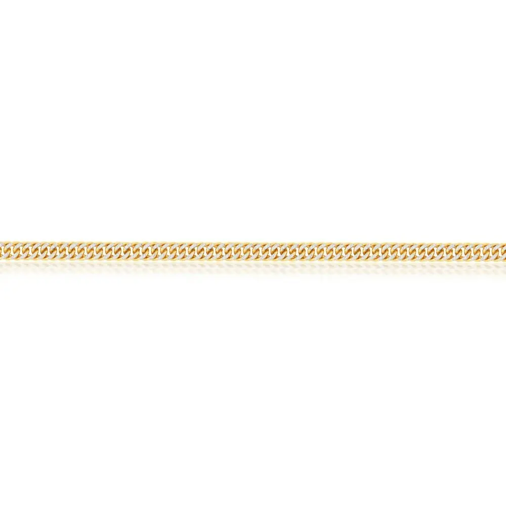 9ct Silverfilled Yellow And White Gold Double Curb 50cm Chain