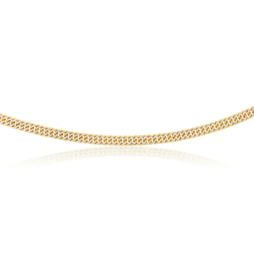 9ct Silverfilled Yellow And White Gold Double Curb 50cm Chain