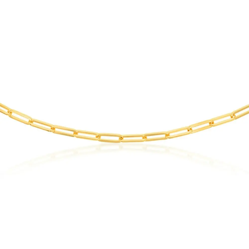 9ct Yellow Gold Silverfilled Paperclip 45cm Chain