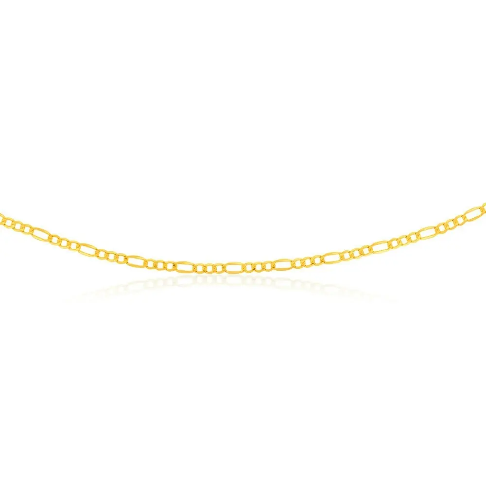 9ct Yellow Gold Silverfilled Bevelled 1:3 Figaro 80 Gauge 55cm Chain