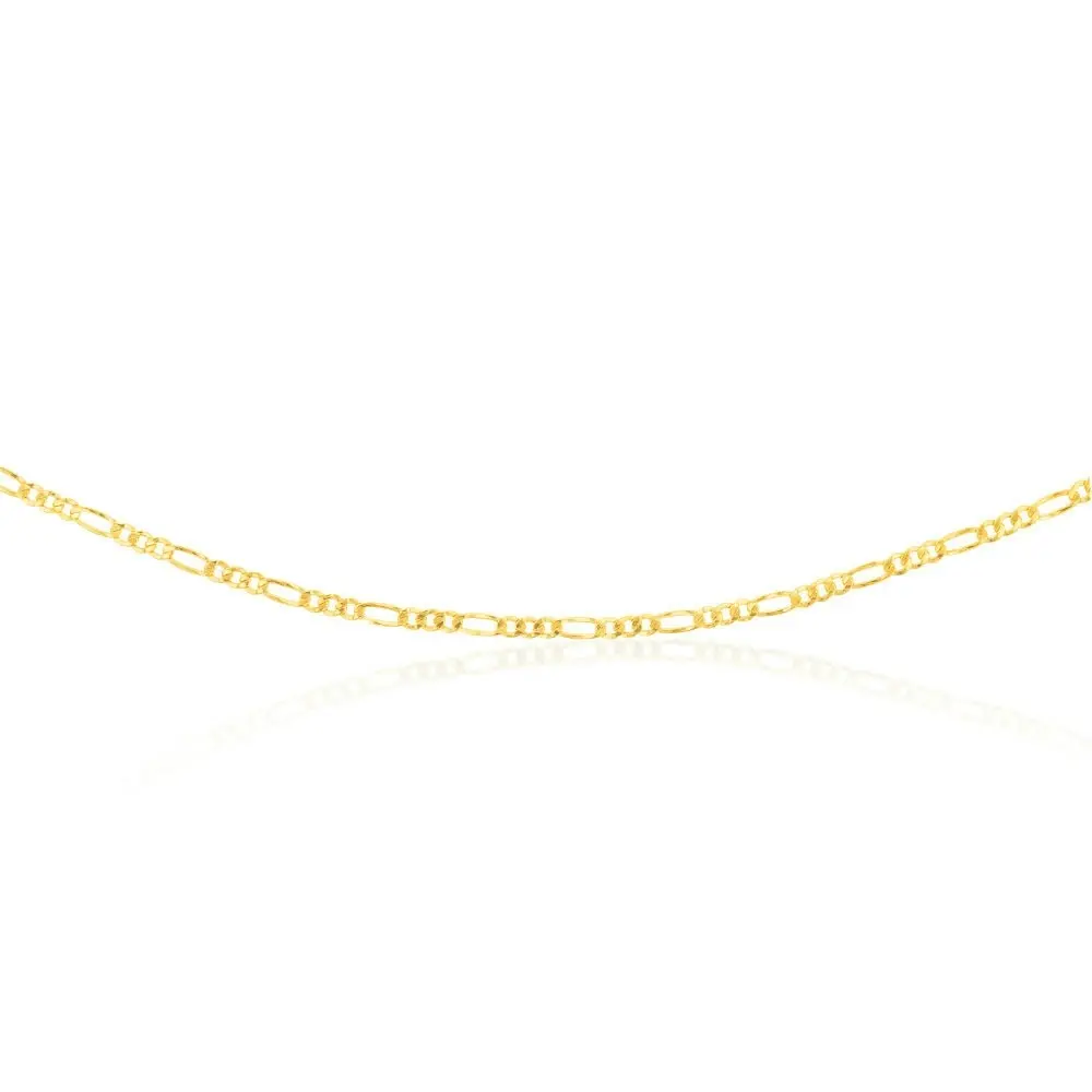 9ct Yellow Gold Silverfilled 1:3 Figaro 80 Gauge 60cm Chain