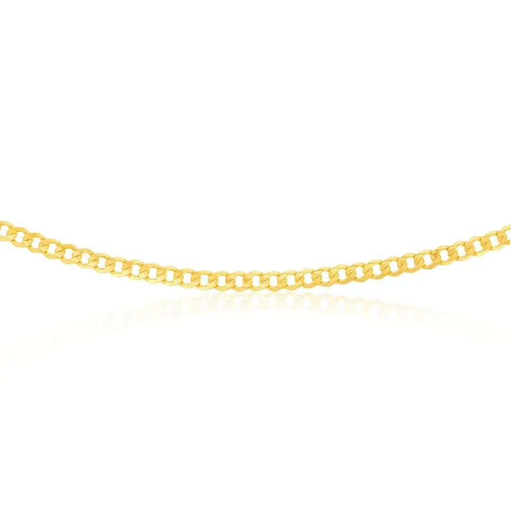 9ct Yellow Gold Silverfilled Bevelled Curb 120 Gauge 80cm Chain