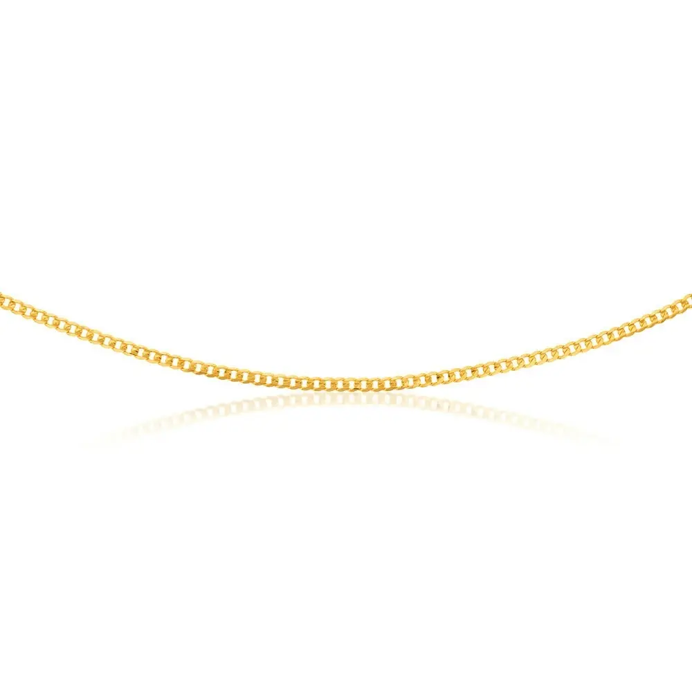 9ct Yellow Gold Concave Extra Flat 80 Gauge 3mm Curb 45cm Chain