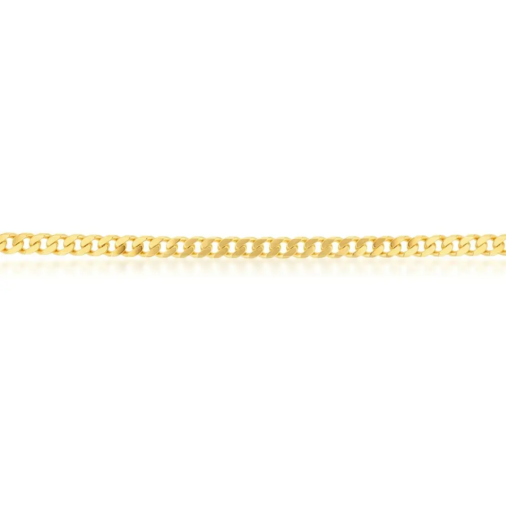 9ct Yellow Gold Flat Bevelled Curb 55cm Chain 180gauge