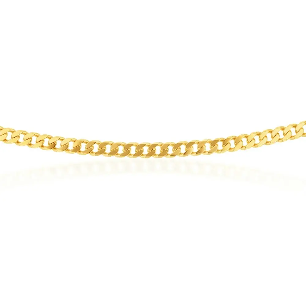 9ct Yellow Gold Flat Bevelled Curb 55cm Chain 180gauge