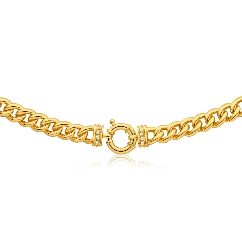 9ct Yellow Gold Silver Filled Cubic Zirconia 50cm Curb Chain