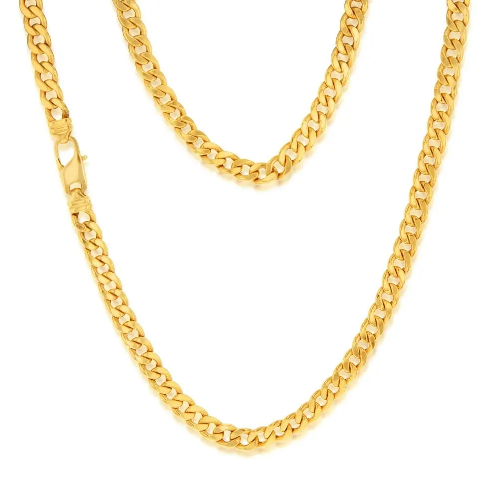 9ct Yellow gold Copper Filled Flat Curb 60cm Chain 190 Gauge