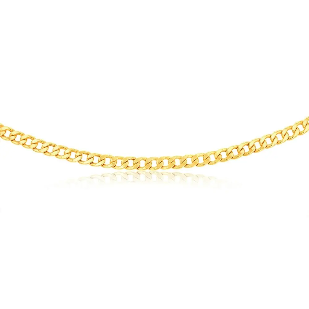 9ct Yellow gold Copper Filled Flat Curb 60cm Chain 190 Gauge