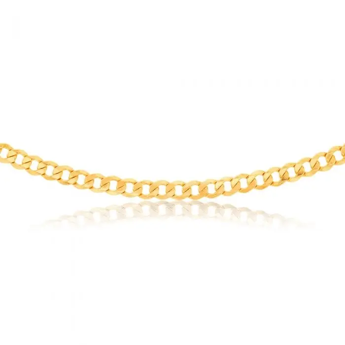 9ct Yellow Gold Silverfilled Flat curb 160 Gauge 55cm Chain