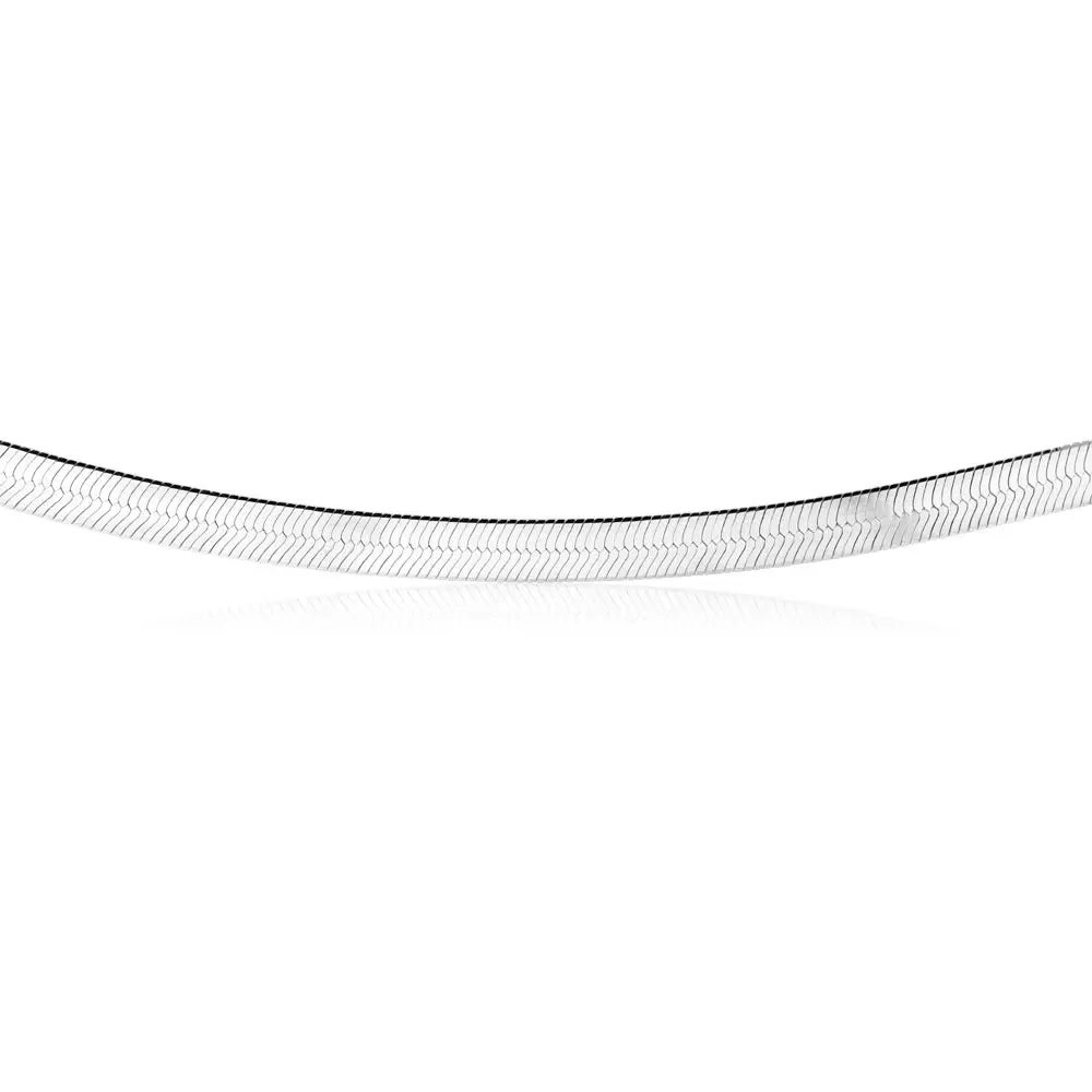 Sterling Silver 5mm Wide 46cm Flat Herringbone Necklet