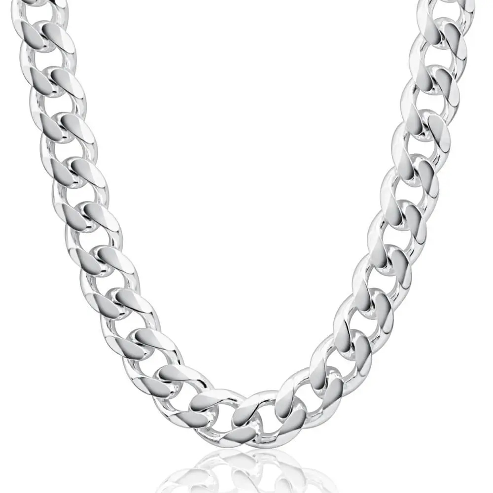 Sterling Silver 350 Gauge Diamond Cut 55cm Curb Chain