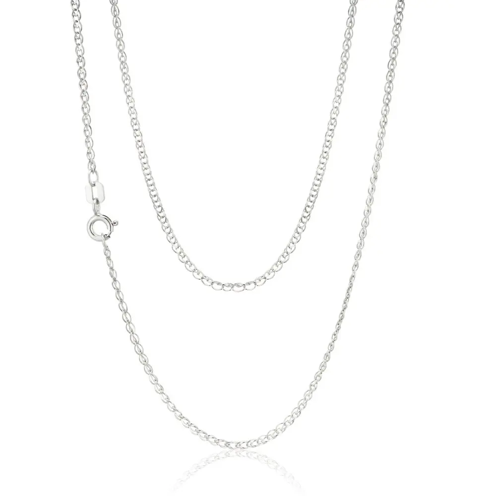 Sterling Silver Rhodium Plated 45cm Double Curb Chain