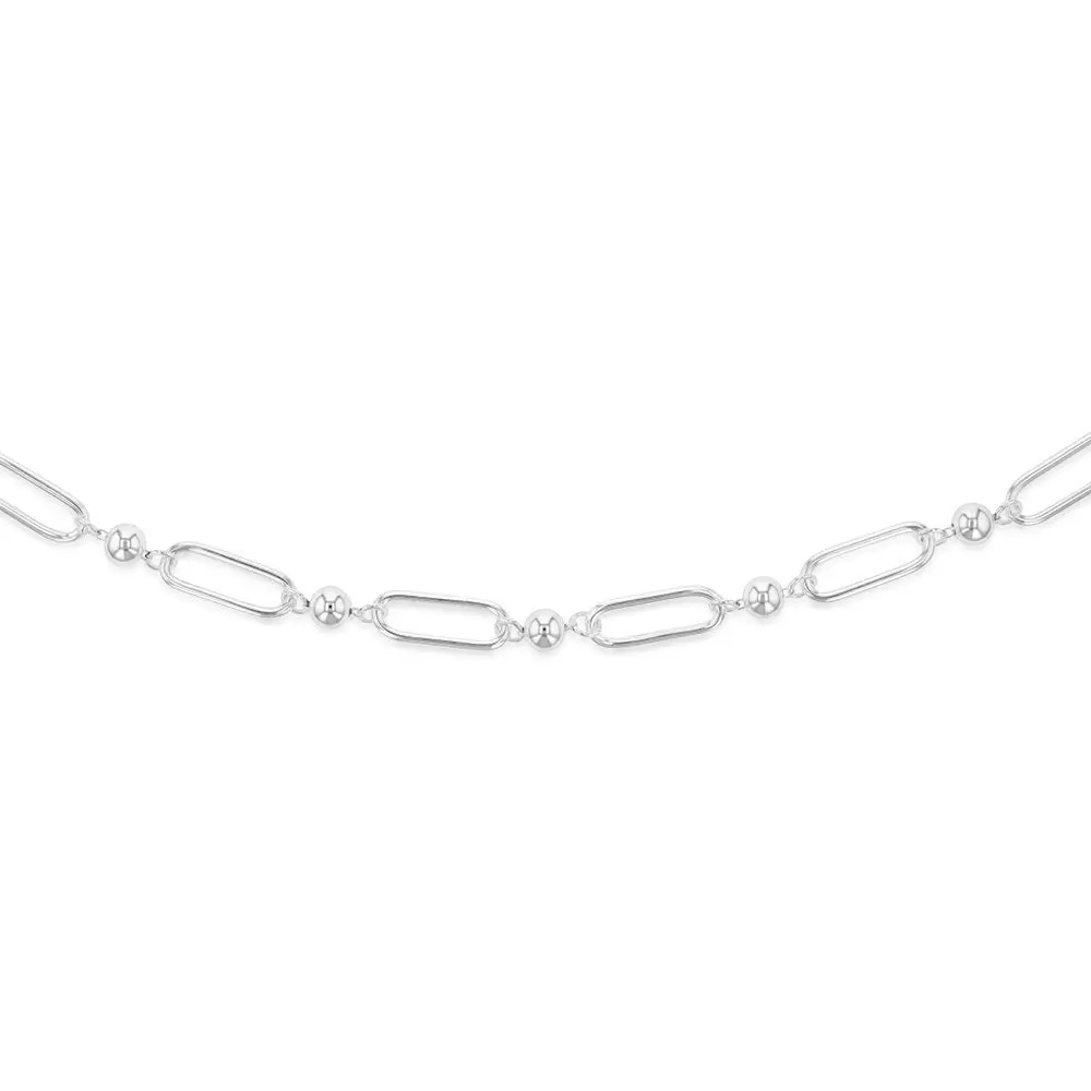 Sterling Silver Link And Ball Fancy 70cm Chain