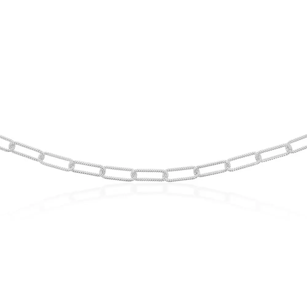 Sterling Silver Patterned Paperclip 140 Gauge 45cm Chain