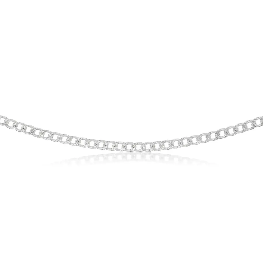 Sterling Silver Fancy Diamond Cut Curb 120 Gauge 45cm Chain