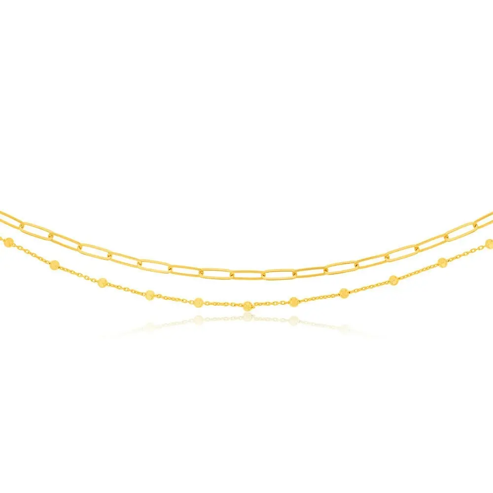 Sterling Silver Gold Plated Fancy 32/36+3cm Chain