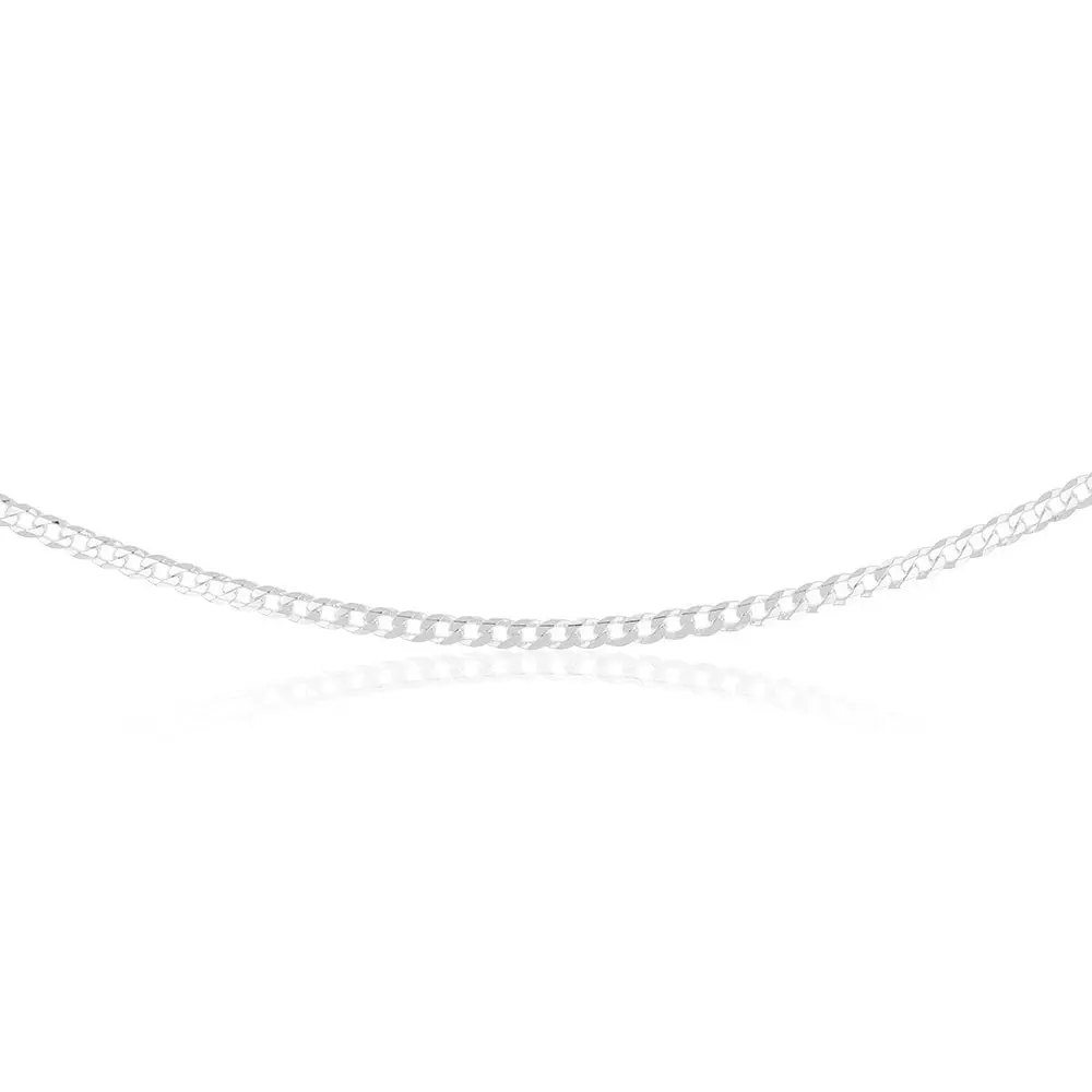 Sterling Silver Bevelled Curb 120Gauge 55cm Chain