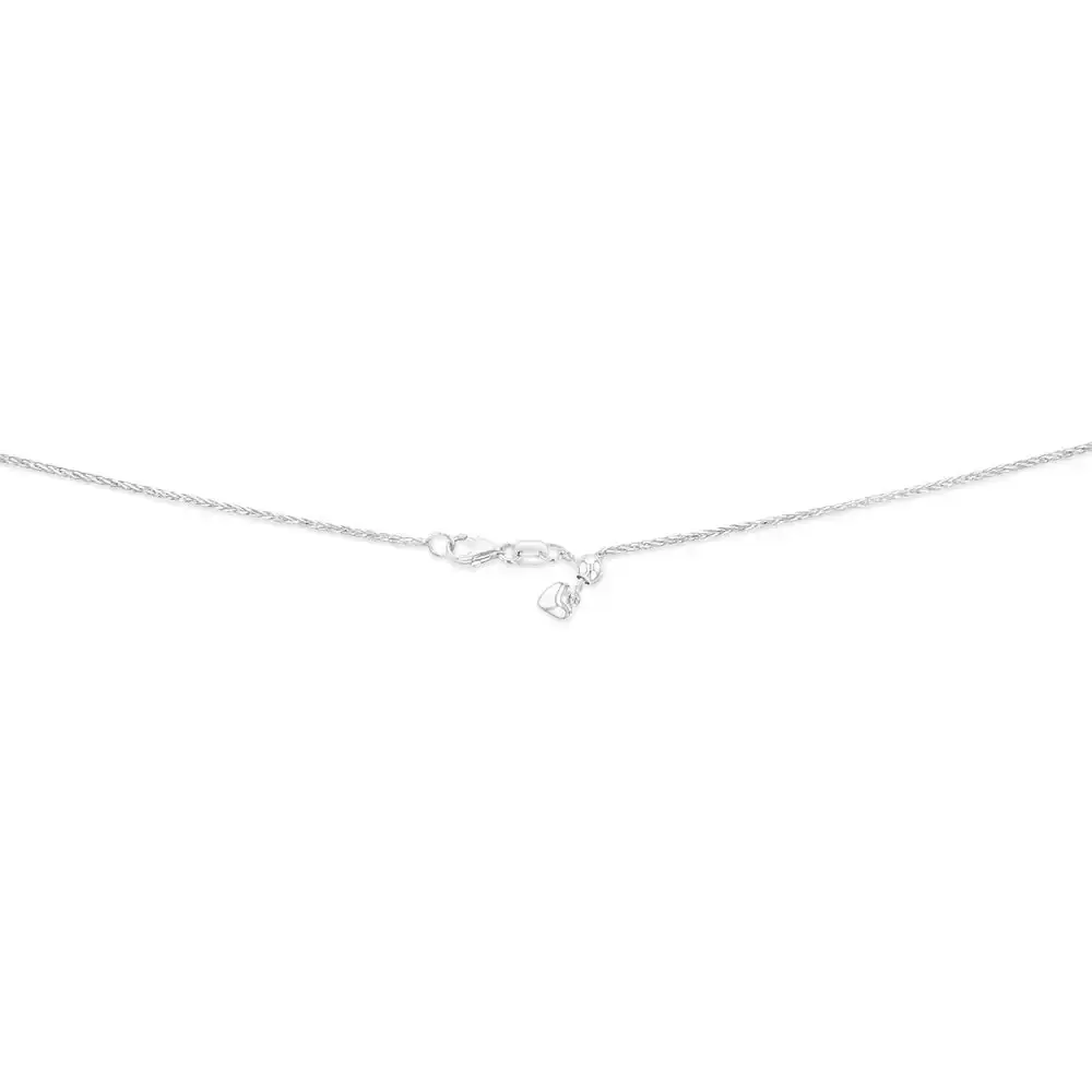 Sterling Silver Wheat Adjustable Heart Drop Chain 55cm