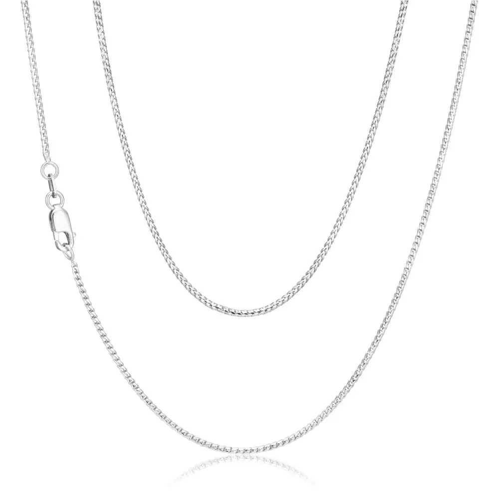 Sterling Silver Rhodium Plated 50cm 40 Gauge Wheat Chain