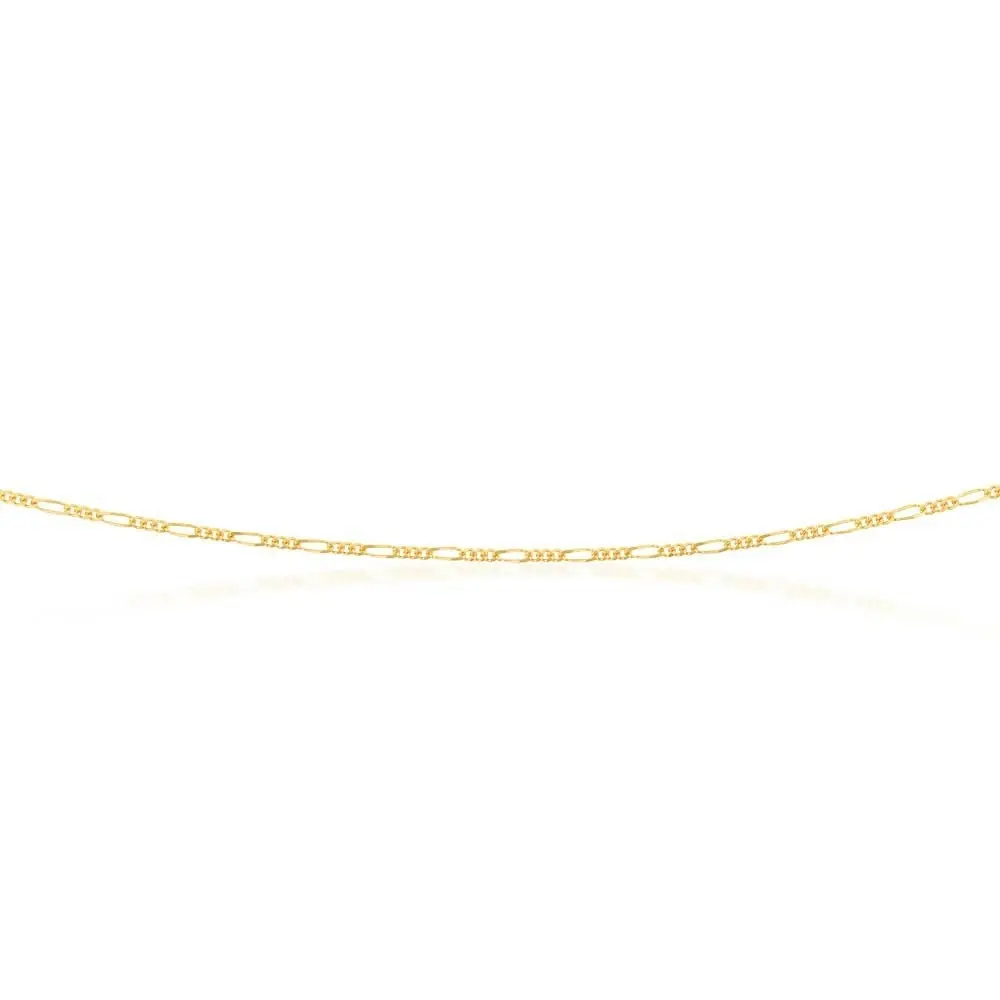 9ct Yellow Gold 40 Gauge 1:3 Figaro 51cm Chain