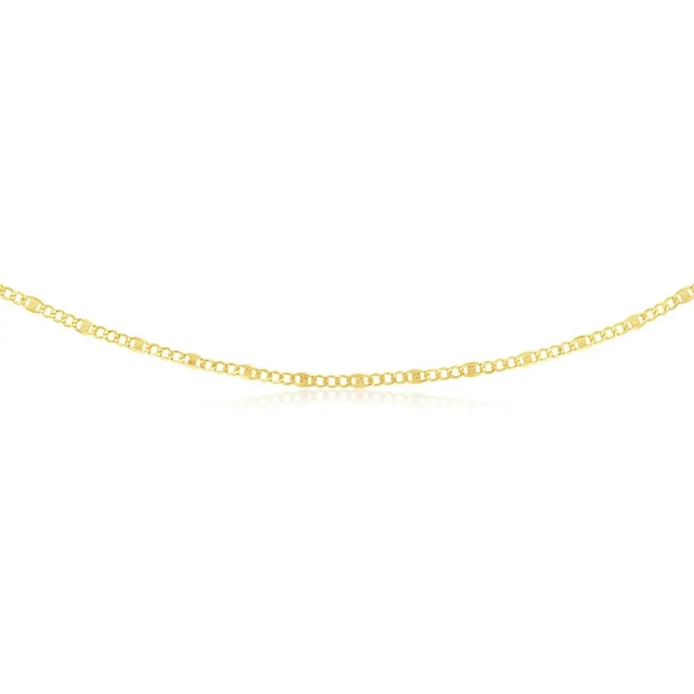 9ct Yellow Gold Silverfilled 1:3 Curb+Anch 80 Gauge 50cm Chain