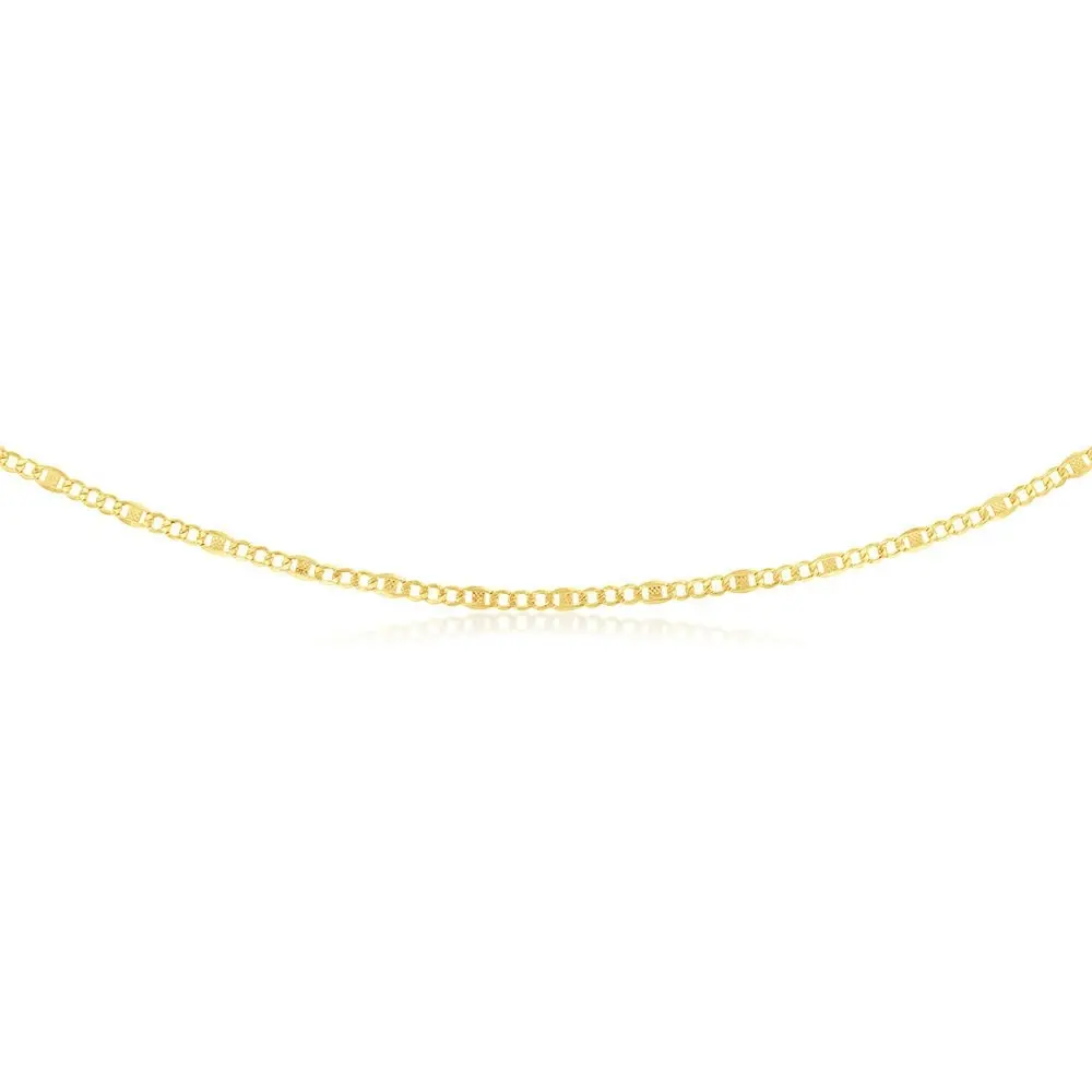 9ct Yellow Gold Silver Filled 1:3  Curb+ Anchor 80 Gauge 45cm Chain