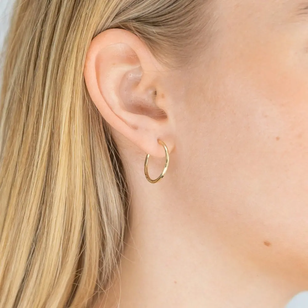 9ct Yellow Gold 13mm Hoop Earrings