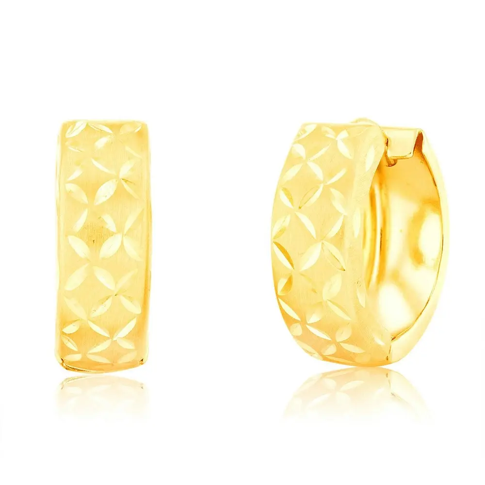 9ct Yellow Gold Dicut Huggie Hoop Earrings