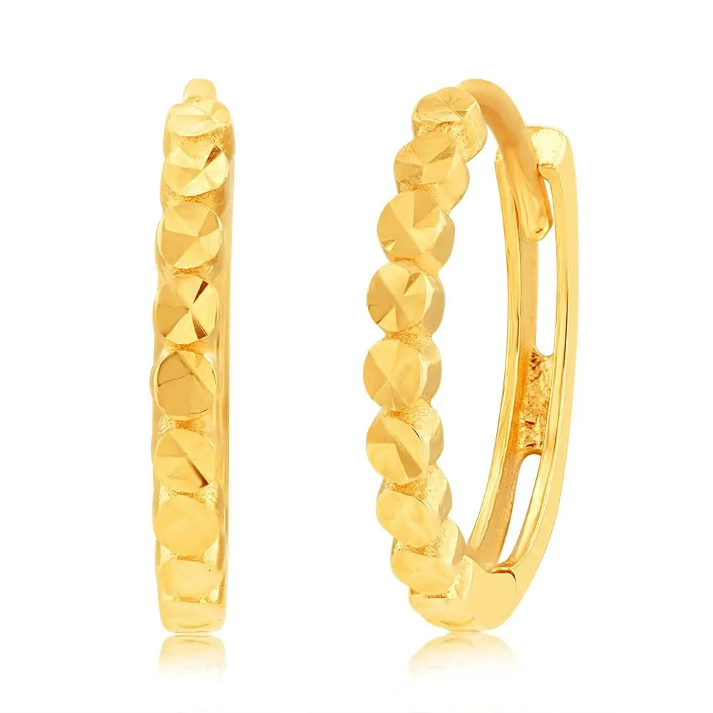 9ct Yellow Gold Hoop Patterned Earrings