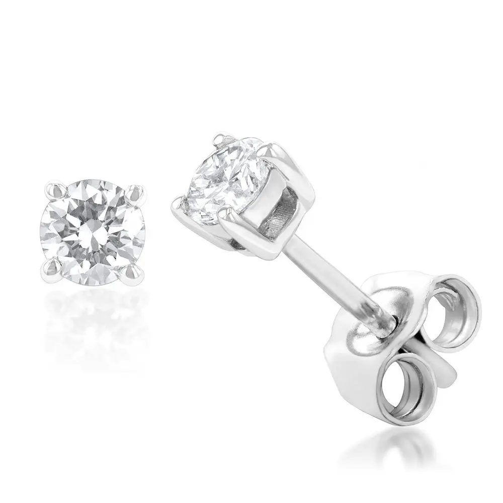 Luminesce Lab Grown Diamond Solitiaire Classic 1/3 Carat Stud Earrings 9ct White Gold