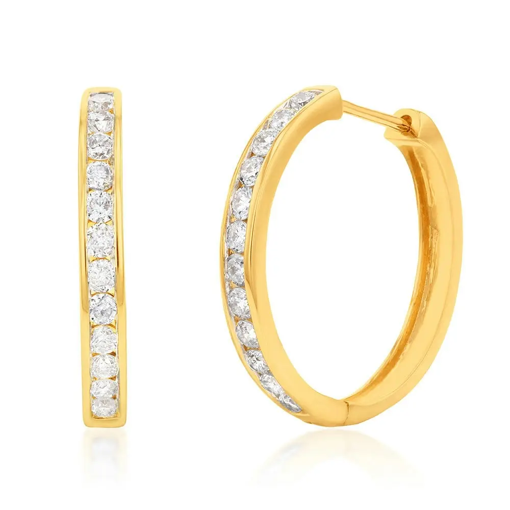 Luminesce Lab Grown 1 Carat Diamond Hoop Earring in 9ct Yellow Gold