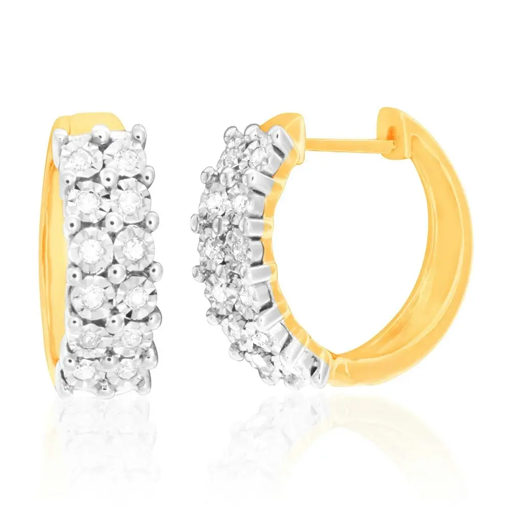 9ct Yellow Gold Delightful Diamond Earrings