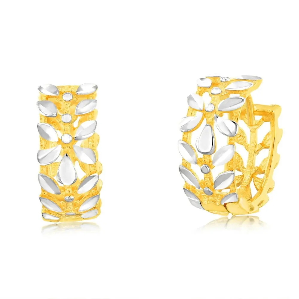 9ct Yellow Gold Hoop Filigree Earrings