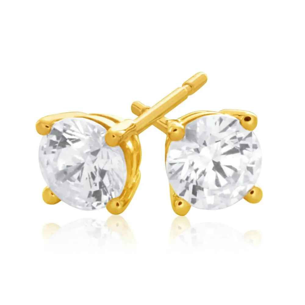 9ct Yellow Gold Cubic Zirconia 5mm Stud Earrings