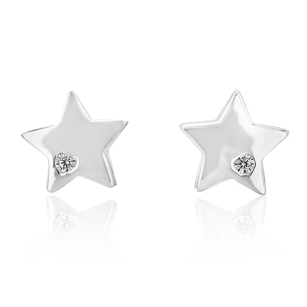 Sterling Silver Zirconia Star Stud Earrings