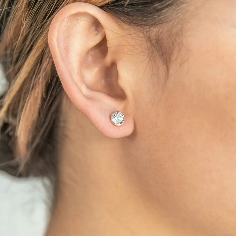 Sterling Silver 5mm White Swarovski Crystal Stud Earrings